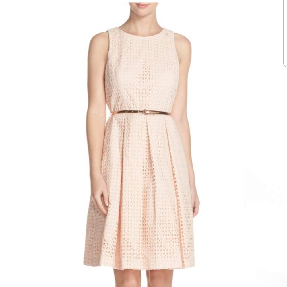 Eliza J Eyelet Cotton Fit & Flare Dress
